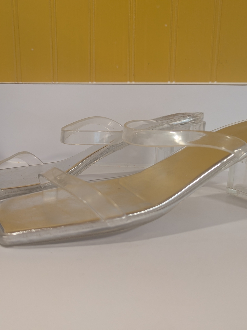 Jeffrey Campbell Jamm Transparent Clear Heel Sandals Mules Size 9 Lucite - Picture 4 of 4